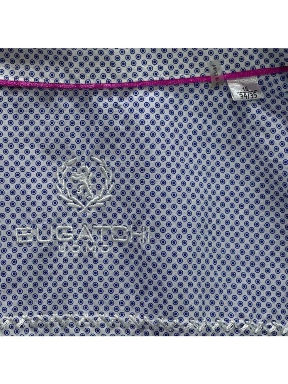 Bugatchi Mens Blue Check Long Sleeve Button-Up Shirt 100% Cotton Size L - Picture 12 of 13
